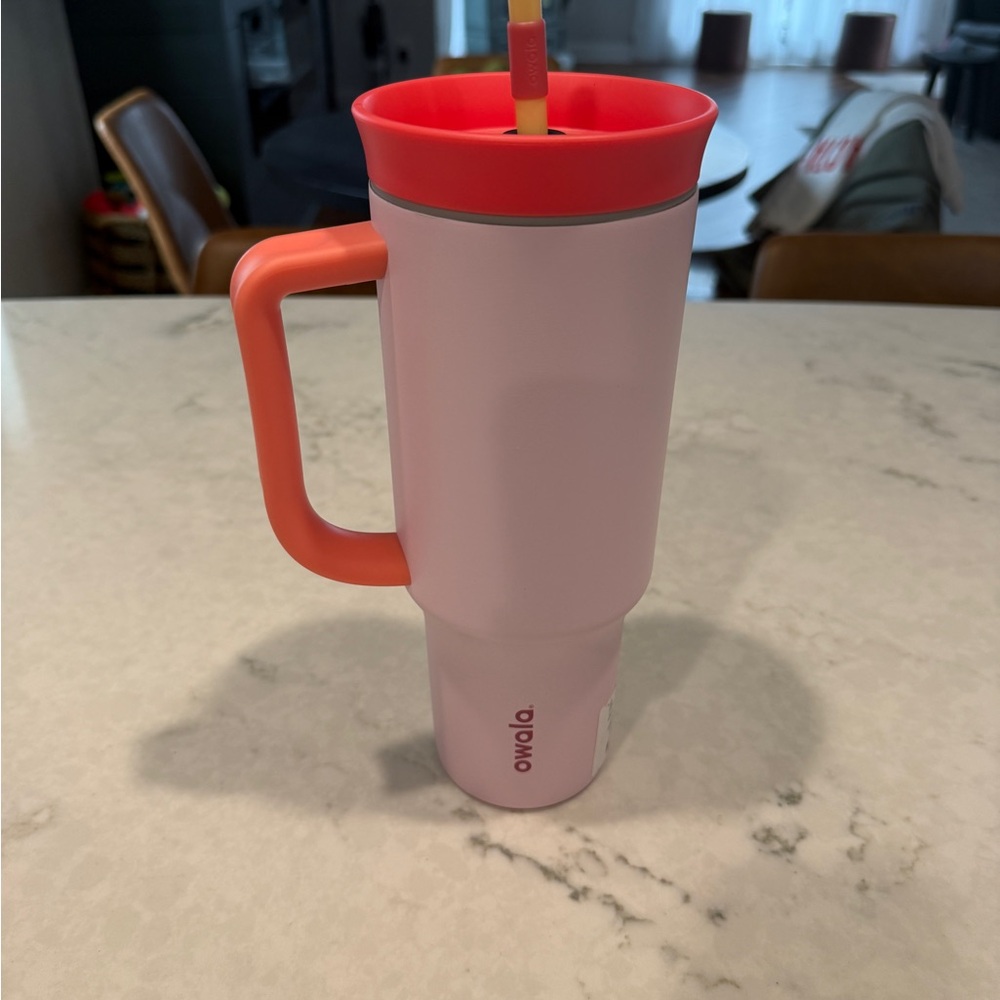Owala Pink & Coral Insulated Travel Mug with Handle